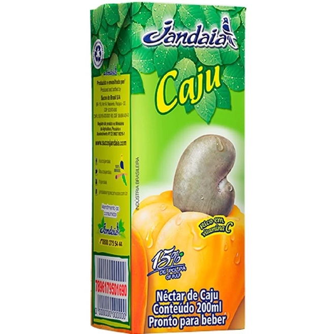 Suco Sabor Caju Sem Conservadores Jandaia 200ml - Kit 12 Unidades