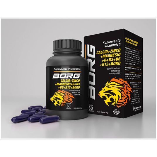 Suplemento Vitamínico Borg Cálcio + Zinco + Magnésio + D + B3 + B6 + B12 + Boro 60 Cápsulas