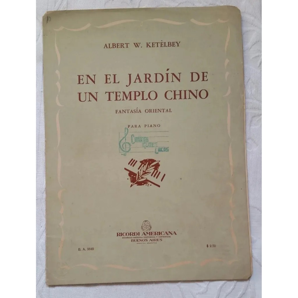 Partitura Antiga Para Piano - En El Jardin De Un Templo Chino - Fantasia Oriental Albert W. Ketelbey