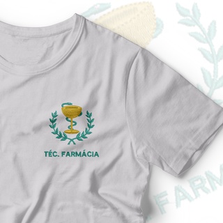 Camisa Técnico em Farmácia Bordada Símbolo Tec. Farmácia em Malha PV Antipiling Curso Técnico de Farmácia Farmacêutico T-Shirt