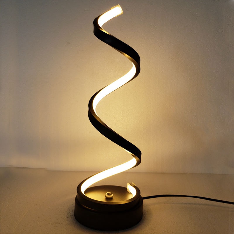 Lumin Ria De Mesa Espiral Moderna Com Led Curvada L Mpada De Cabeceira Branca Quente E Para Sala