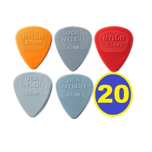 Kit Com 20 Palheta Nylon Jim Dunlop 4 De Cada + 3 Porta Palh