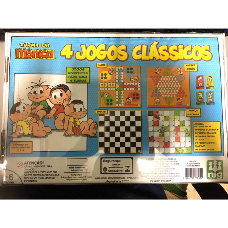 Kit Jogos de Tabuleiro Clássicos Turma Da Mônica Dama Ludo Xadrez