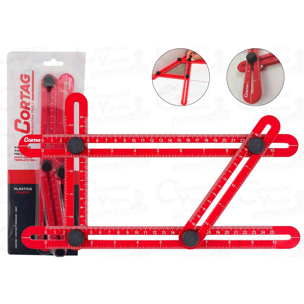 Régua Multi Ângulos Gabarito Para Cortar Piso Azulejo Madeiras Facilita Corte Certo - CORTAG - Home & Living