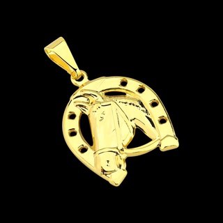 Pingente de Cavalo e Ferradura Banhado a ouro 18k Folheado com Garantia