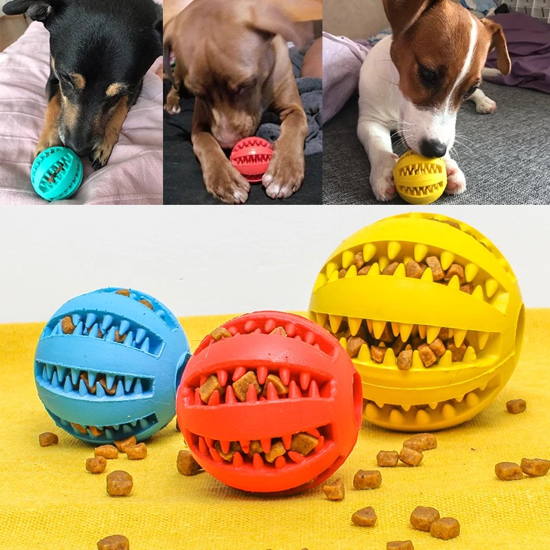 Bolas de brinquedo para animais de 5cm, brinquedo interativo com elástico natural para cachorros