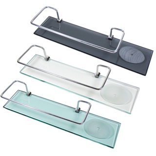 Porta shampoo reto com saboneteira em vidro 40x10cm cores fumê - incolor - verde em Oferta na Shopee