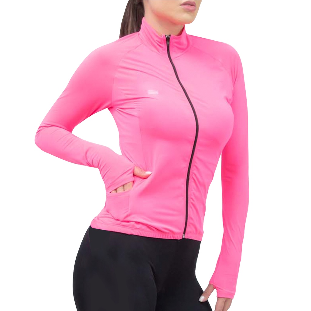Camisa Proteção Solar Uv 50 Zíper feminina moda verão praia esportiva