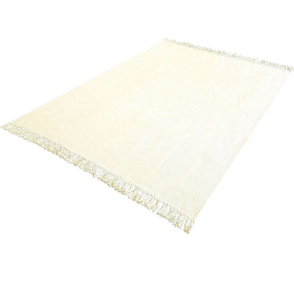 Tapete / Manta Cru Off White 2,00 X 1,40 Sala Artesanal Algodão em Oferta na Shopee