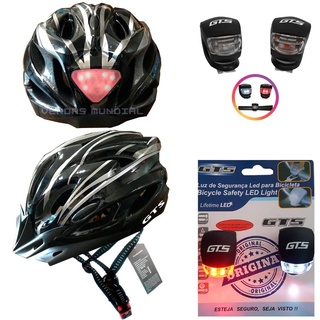 Capacete Ciclismo In Mould Com Sinalizador De Led Leve E Resistente Adulto Bike + Par De Sinalizador