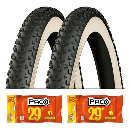 Par Pneu Aro 29x2.10 Paco Nomad Faixa Bege 54-622mm+ Câmaras