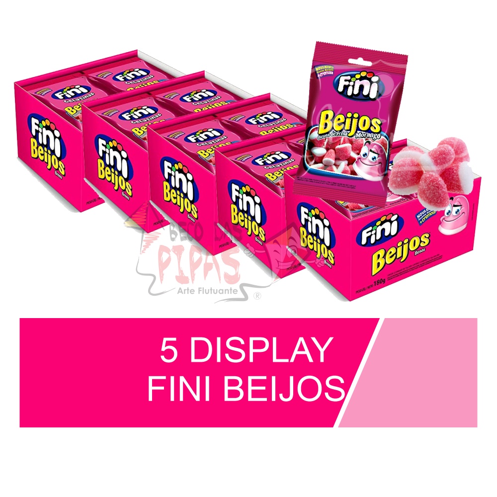 Kit 5 Display Bala FINI GELATINES BEIJOS 12 x 15g 180G