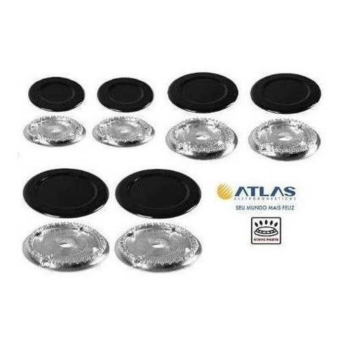 Kit Bacia + Espalhador Peças Fogão Do Atlas Utop - 6 Bocas