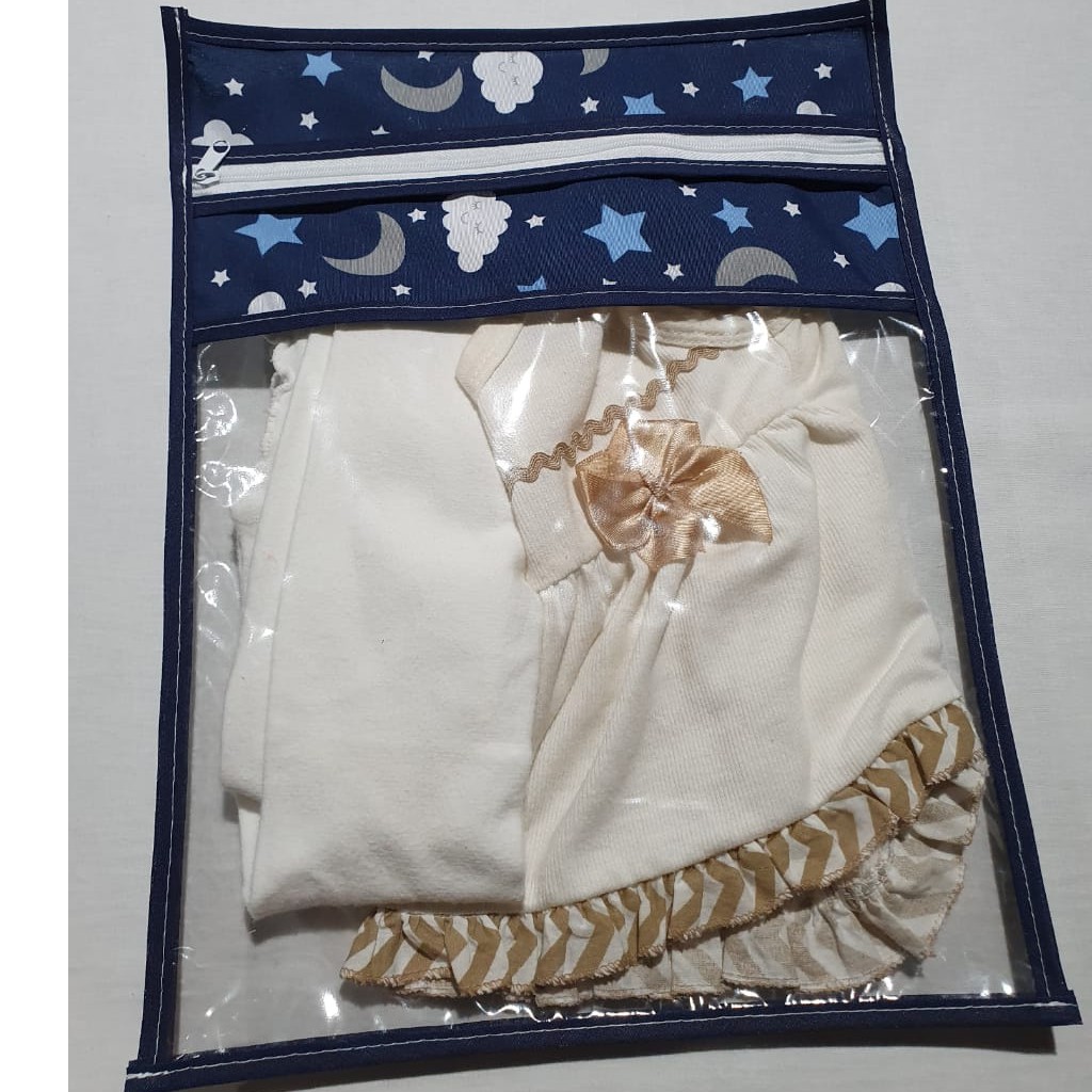 Saquinho de Maternidade Para Roupa de Bebe Menino Azul Marinho Estrela Ceu Nuvem Saco para Roupa de Bebe Maternidade