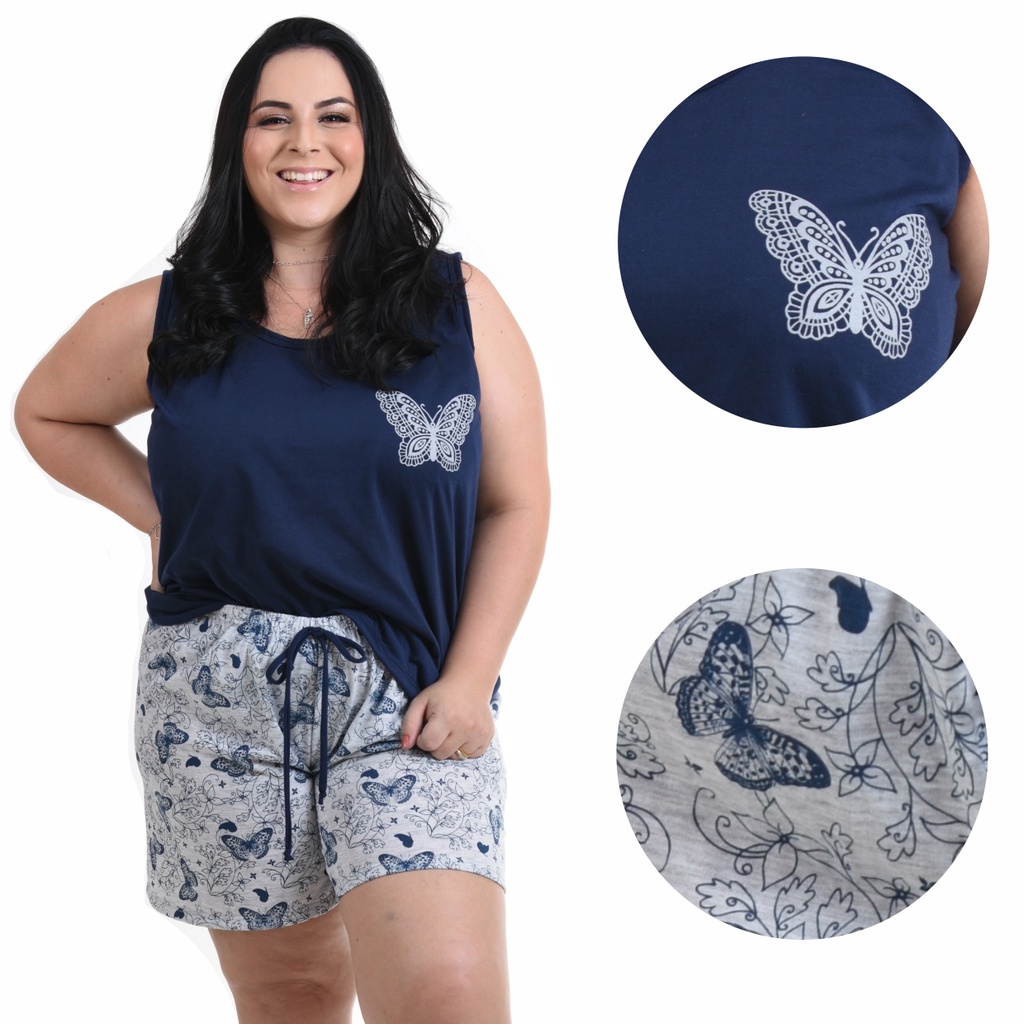 Kit 6 Pijamas Plus Size Feminino Baby Doll Short Doll Curto Camiseta com Nadadeira Revenda - Pérola Pijamas