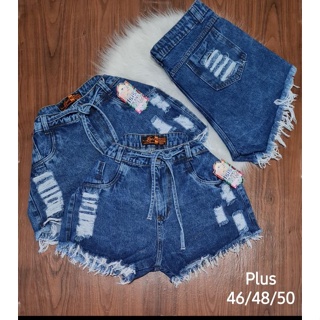 short jeans plus co lacinho em Oferta na Shopee