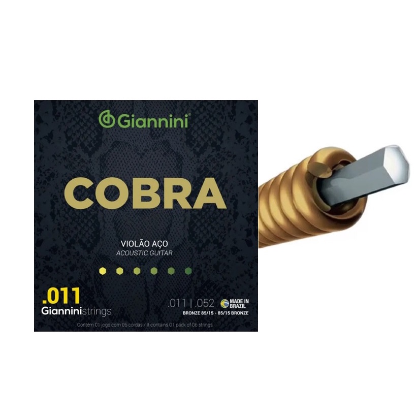 Encordoamento Giannini p/ Violão Aço Cobra .011 GEEFLK+ 2 Palhetas · foto 2