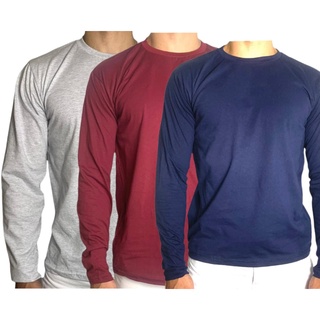 3 Blusa Atacado Masculinas Manga Longa Algodão Premium