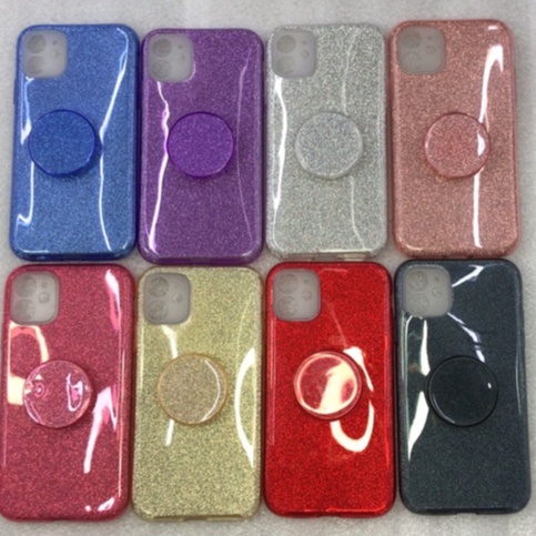 Capa Para Celular Com Brilho A03 Capinha Brilhosa Glitter Com Pop Suporte Colorida Compatível Para Modelo A03