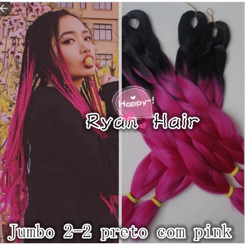 5 pacotes pecas unidades de Jumbo kanekalon cor 2-2 preto com rosa pink ombre hair californiana