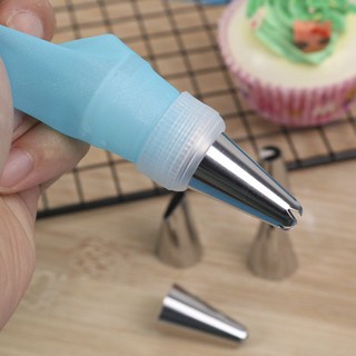 Kit Saco para Confeitar Silicone Reutilizável 25cm ou 40cm + 6 Bicos Aço Inox