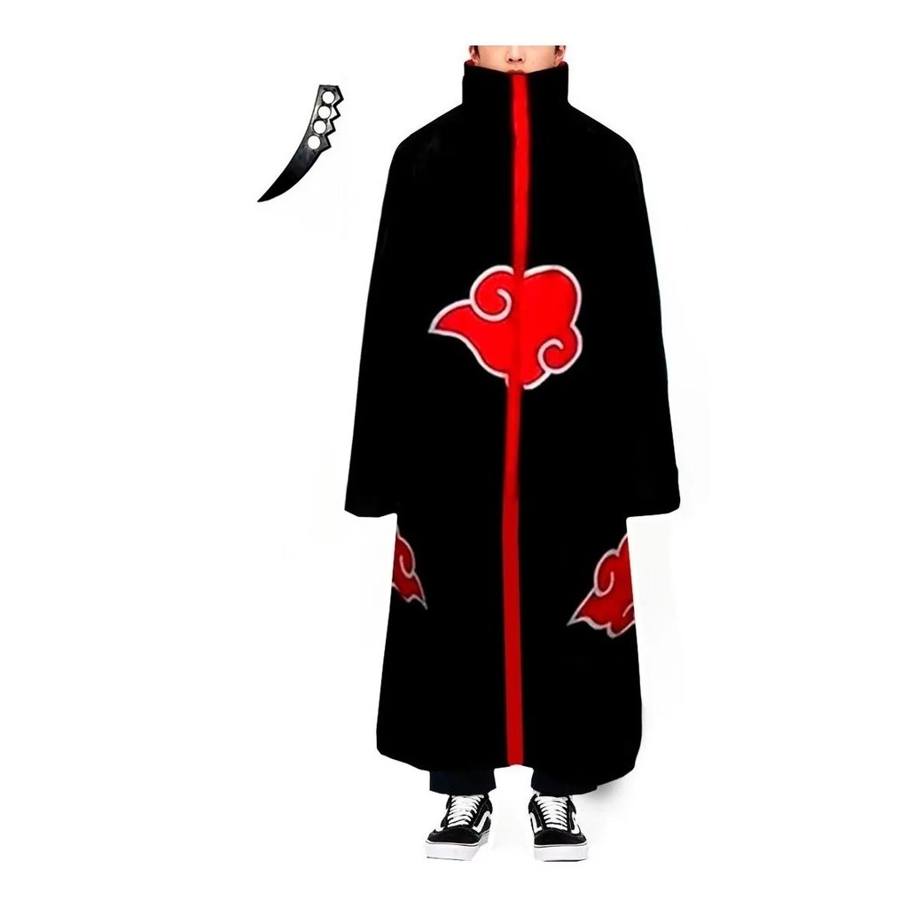 Manto Akatsuki Cosplay Fantasia + Mini Kunai Sarutobi Naruto