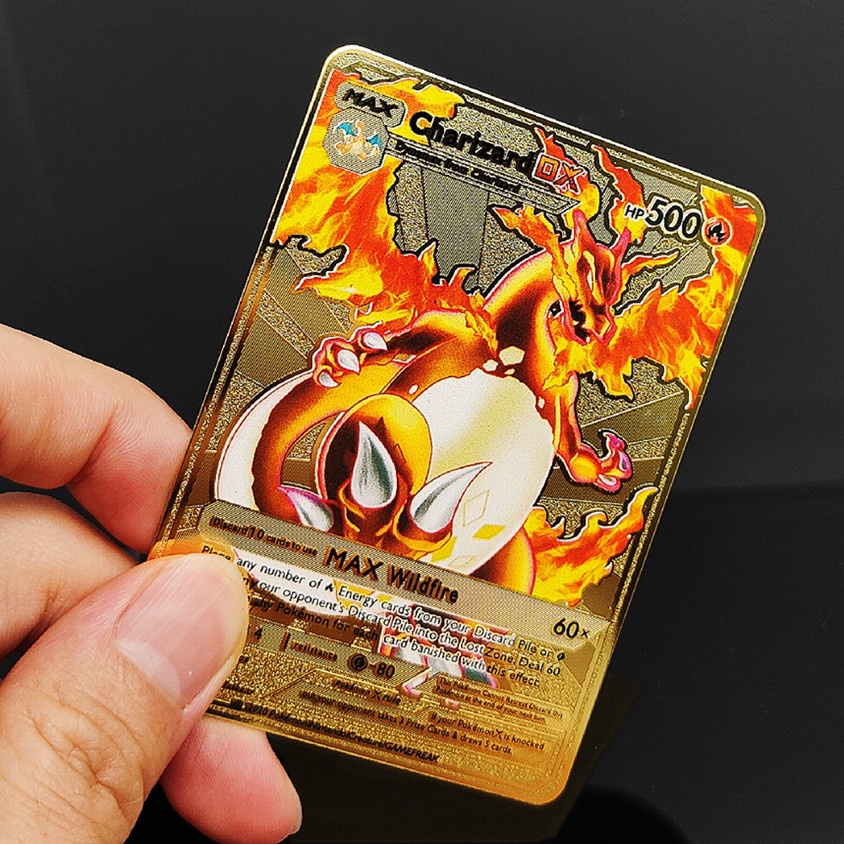 Cartas De Pokémon Metal Charizard Mewtwo Pikachu Vmax Coleção De Jogo Anime Brinquedos