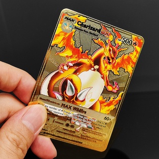 Cartas De Pokémon Metal Charizard Mewtwo Pikachu Vmax Coleção De Jogo Anime Brinquedos