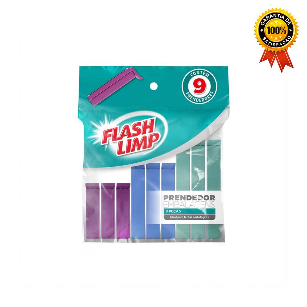 Prendedor Para Embalagens Multicor 9 Pcs LAV3796 Flash Limp - Home & Living