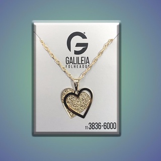 COLAR FOLHEADO 18K 2 CORAÇÕES