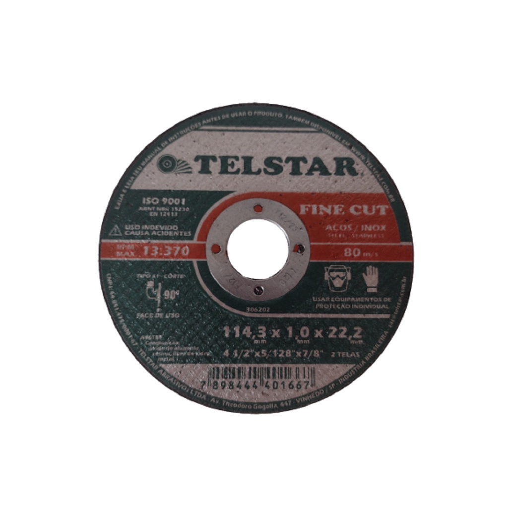 Disco Corte Telstar Aço Inox Aço Corte Fino 1mm x 7/8- 5 Pç