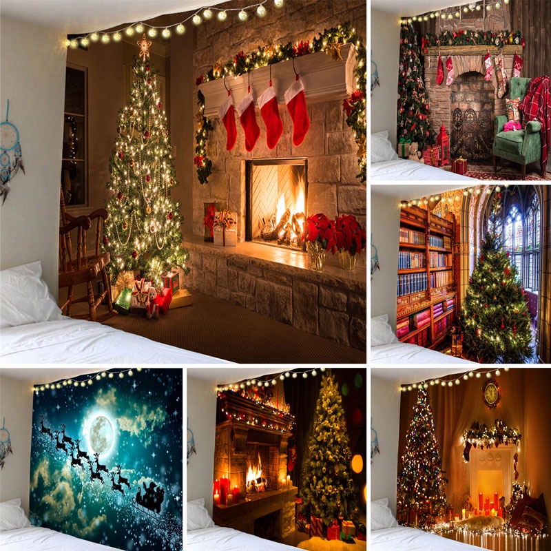 2022 Tapeçaria De Parede Grande De Natal / Árvore De Natal / Decoração De  Natal / Dia / Papai Noel / Decoração De Casa | Shopee Brasil