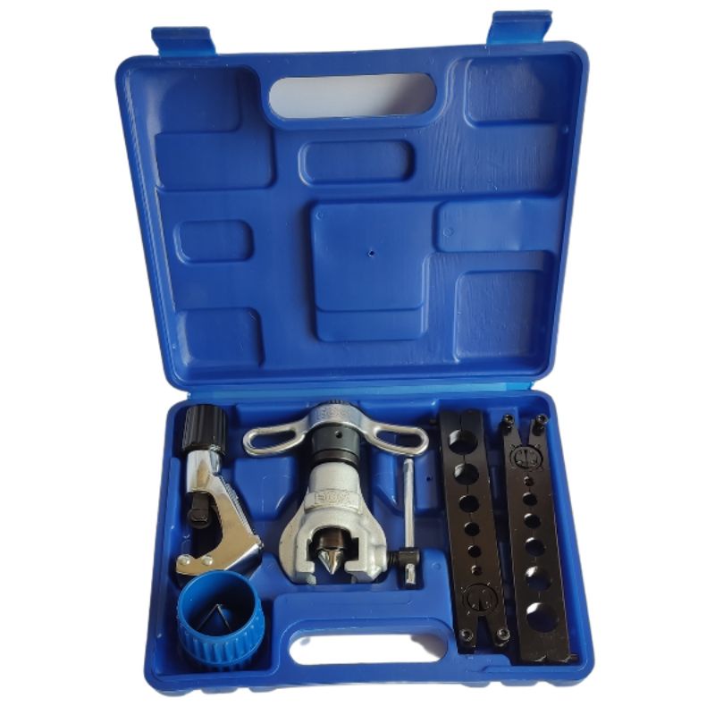 Kit maleta com Flangeador Excêntrico Com Catraca  + cortador de cano + tirador de rebarba de cano de cobre e alumínio