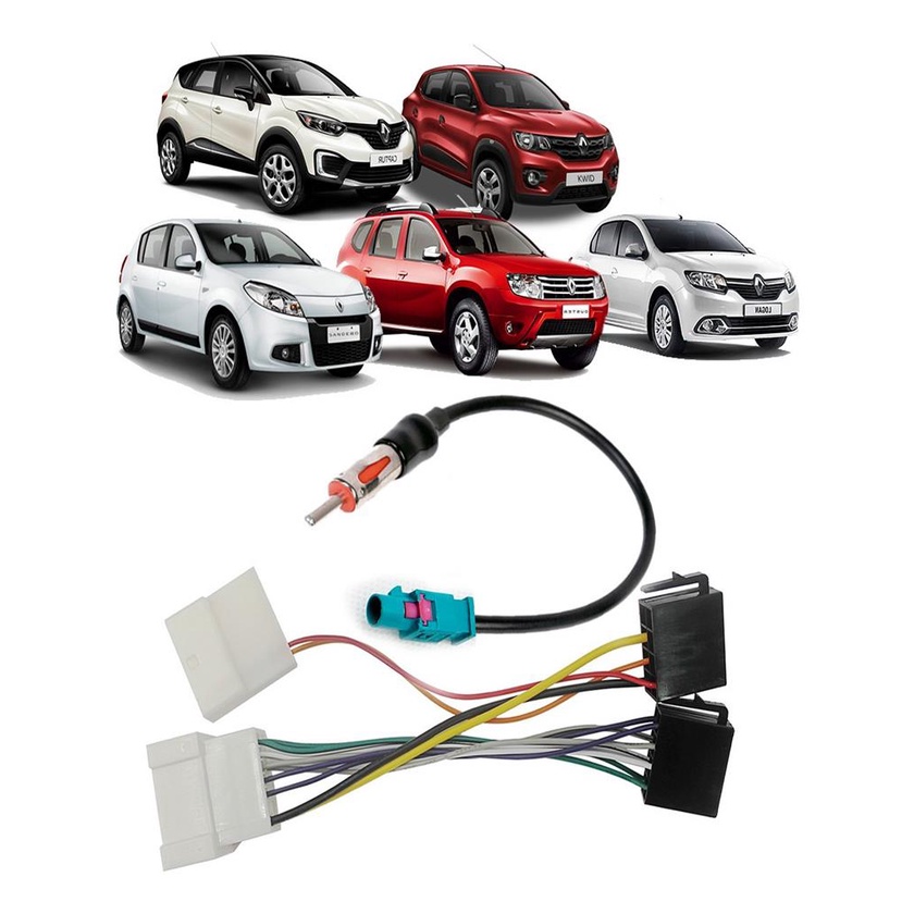 Kit Chicote Radio Antena Conector Plug Andplay Linha Renault