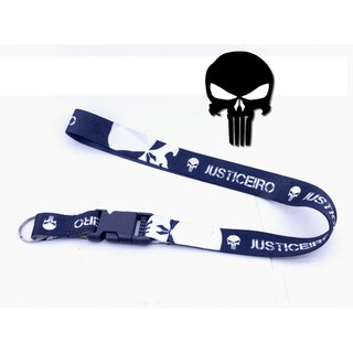 Cordão para pescoço Justiceiro Punisher chaveiro com engate rápido para moto, chaveiro ou crachá