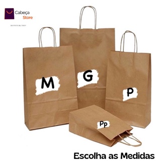 Sacola Kraft 50 Unidades (Escolha o Tamanho) PP, P, M, G