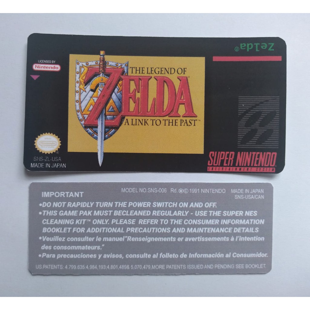 Label Etiqueta The Legend Of Zelda A Link To The Past Para Cartucho De Super Nintendo Snes