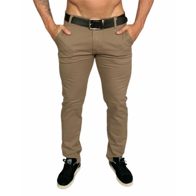 Calça Skinny Em Sarja Masculina Com Lycra Slim Fit Tradicional Lançamento 2025 em Oferta na Shopee
