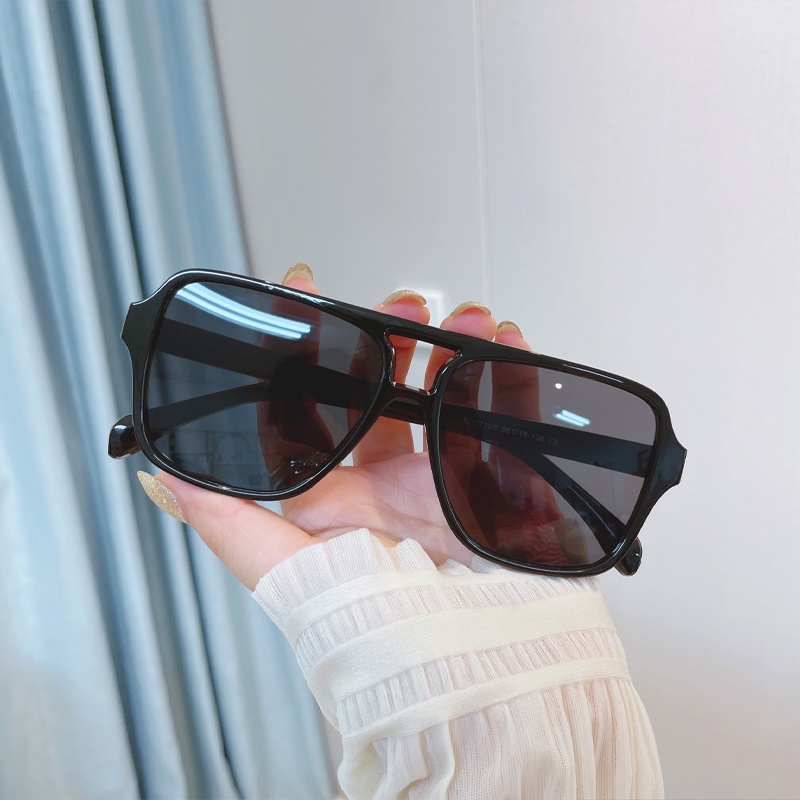 Detalhes do Óculos De Sol Retrô Double Bridge – Lentes Gradientes Quadradas Grandes UV400