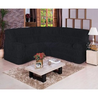 Capa para sofa de canto até 6 lugares 21 elasticos malha Gel Preto