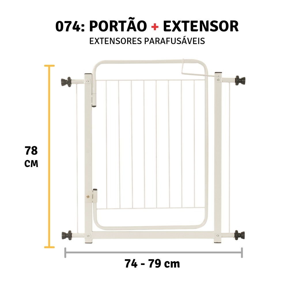 Grade De Porta Portão De Pressão Cães Criança 74 A 79 Portãozinho Cachorro Expansivo