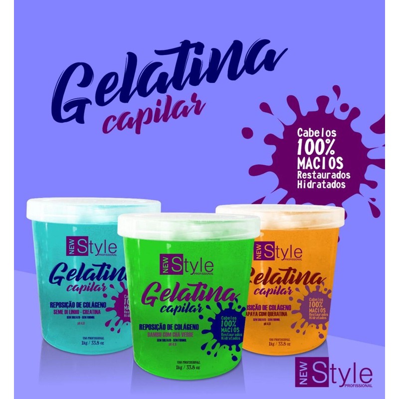 Gelatina capilar Enviamos oque estive no estoque bambu , Creatina , colágeno 1kg New style