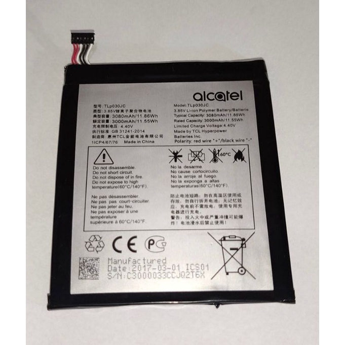 Bateria Alcatel Compatível Ao A3 9008j Xl Tlp030jc