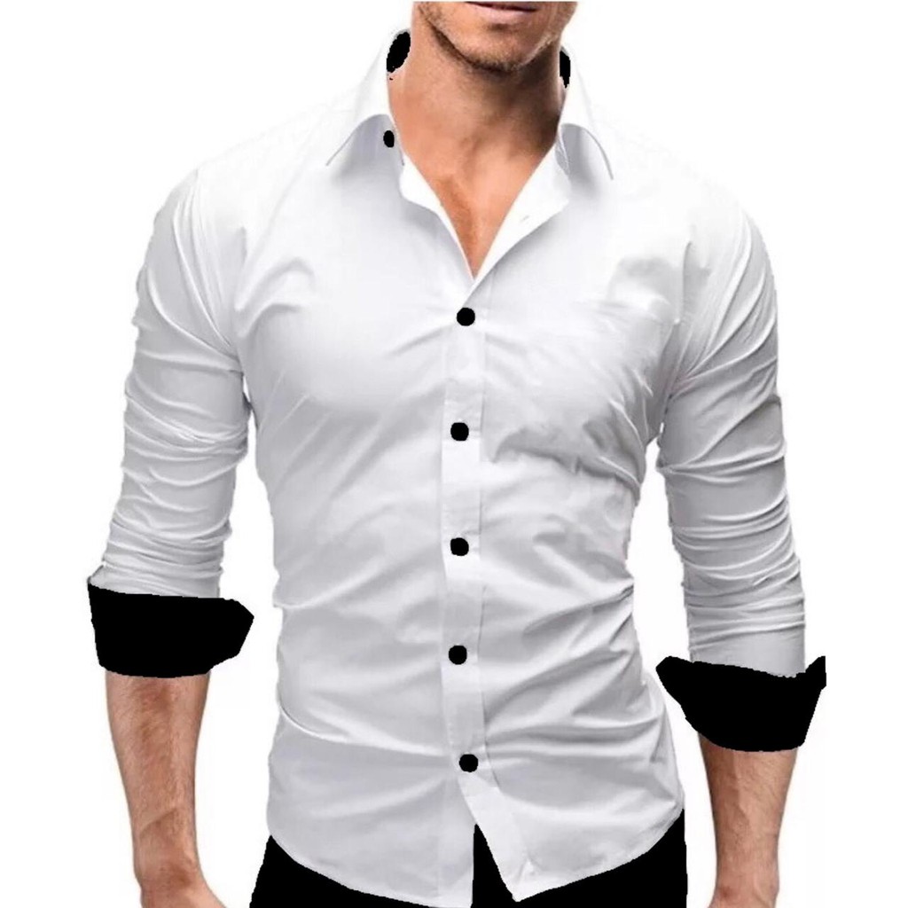 Camisa Masculina Slim Fit Luxo Detalhe Interno Gola E Punho Shopee Brasil