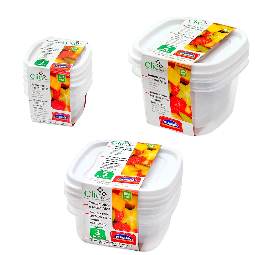 8 potes plásticos 200ml 500ml 580ml com tampa para mantimentos Vasilha marmita tapoer tapuer tapware tapawer tupperware