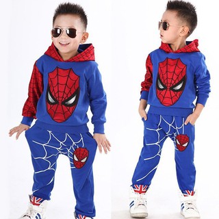 Conjunto de Roupa Esportiva para Meninos Calça e Moletom com Capuz do Homem Aranha