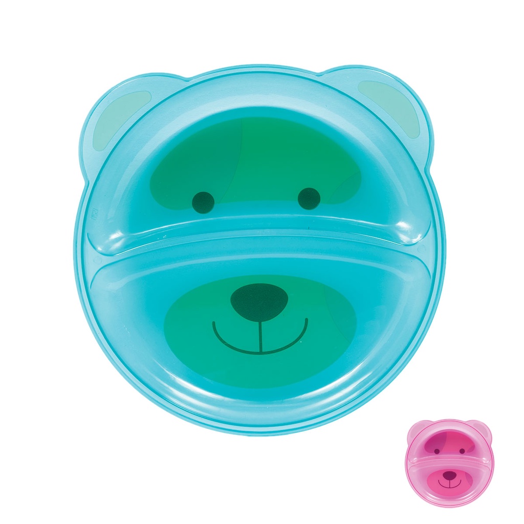 Pratinho Infantil Urso com 2 Divisórias Introdução Alimentar P/ Microondas Buba