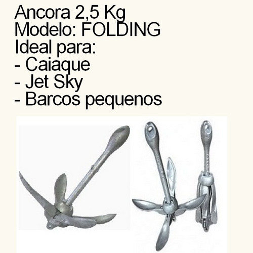 Ancora Folding Galvanizada Fogo 2,5kg Jet Ski Caiaque Barco