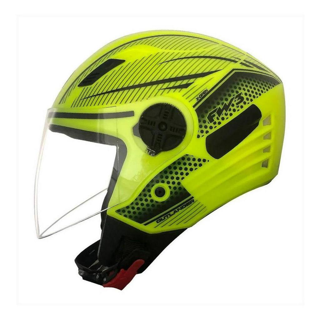Capacete Aberto Fw3 X Open Neon Amarelo Fluorescente Textura