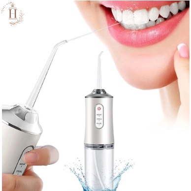 Irrigador Dental Oral Portátil Recarregável 220ml Promoção Limpeza Bocal Jato Forte Branco